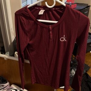 Calvin Klein Maroon Henley Top